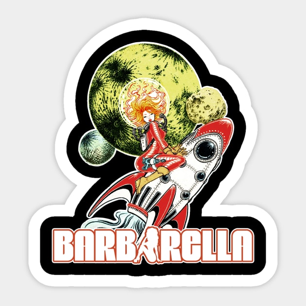 Barbarella (Black Print) Sticker by Nerdology